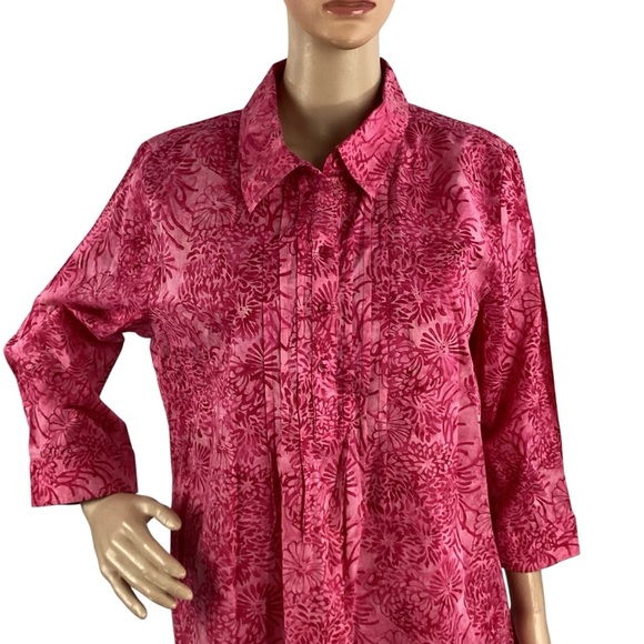Christopher & Banks Pink Floral Cotton Popover Shirt Size M - Picture 2 of 7